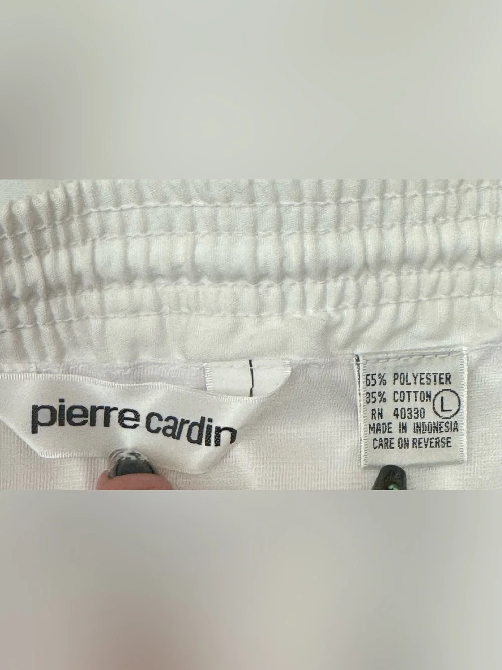 Vintage Men’s Pierre Cardin White Shorts with Navy Logo